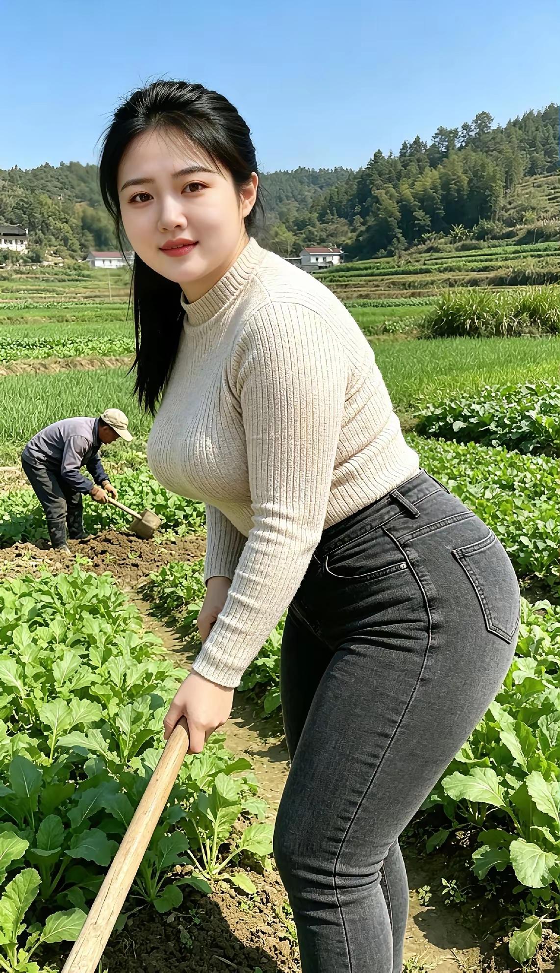 内行一看就知道不是干活的料，握农具的手形都不对，没有力量！