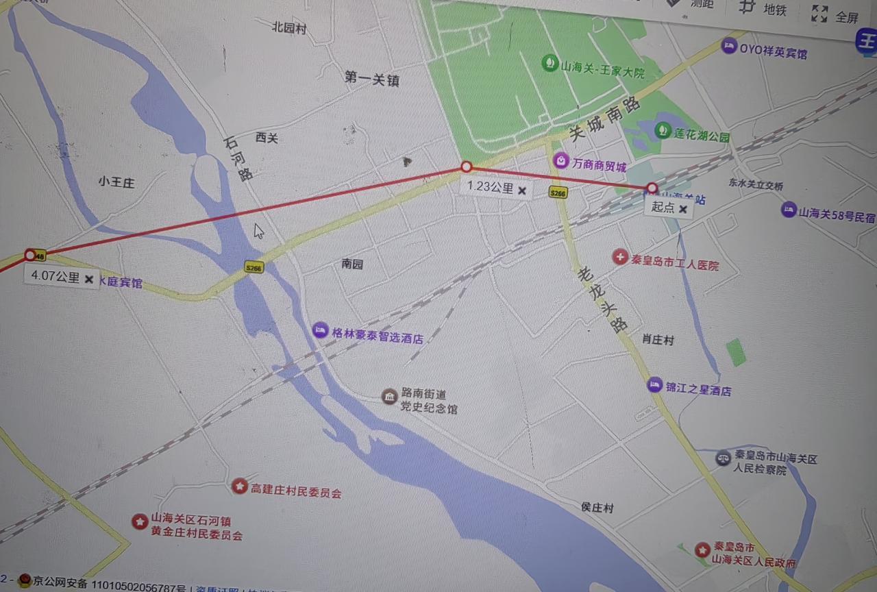 秦皇岛地铁1号线自制规划图线路名称：秦皇岛地铁1号线起止点：山海关高铁站-北