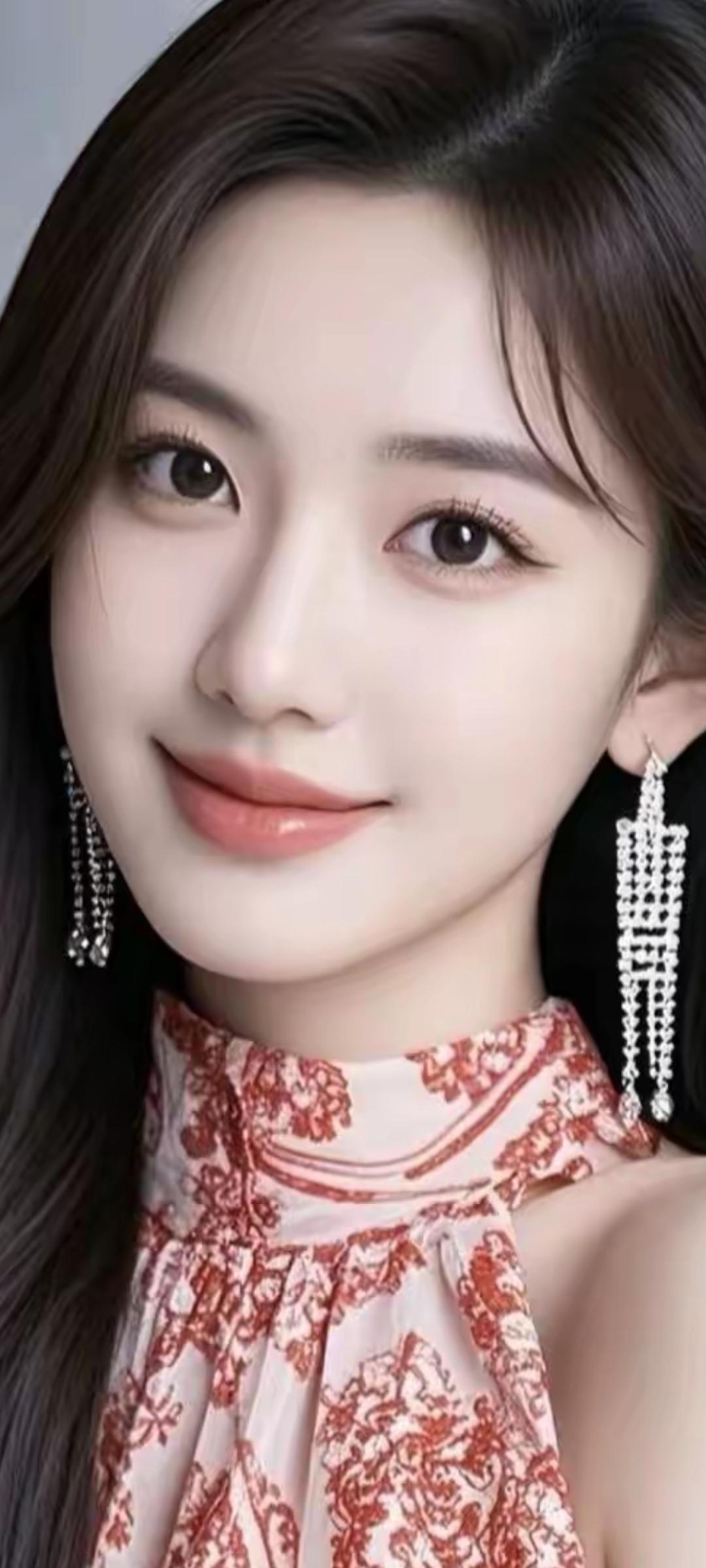 优雅红裙，闪耀耳环，甜美微笑，女神范儿十足！💃👗💎😊