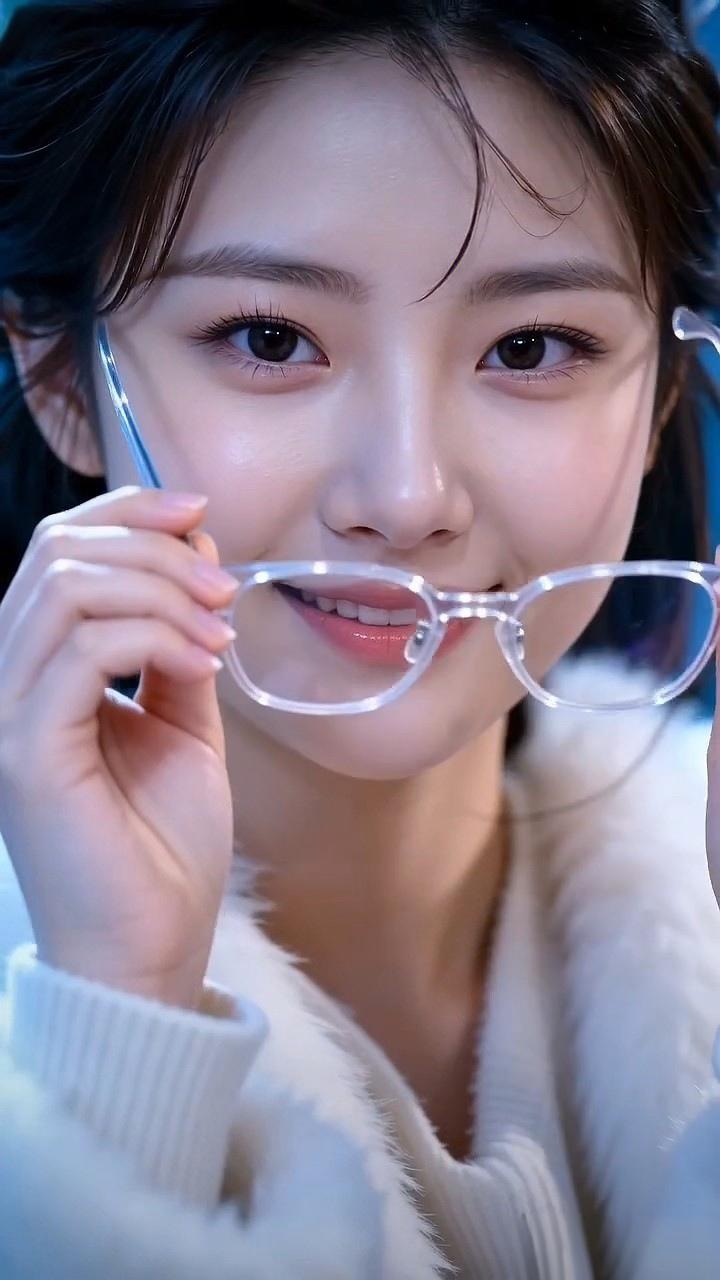 甜美笑容，萌动心弦，戴上眼镜秒变学霸！😊👓✨