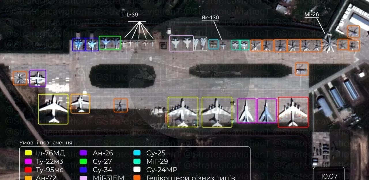 俄罗斯媒体主动公布了2025年7月10日沃罗涅日空军基地的部分卫星图。可以看到