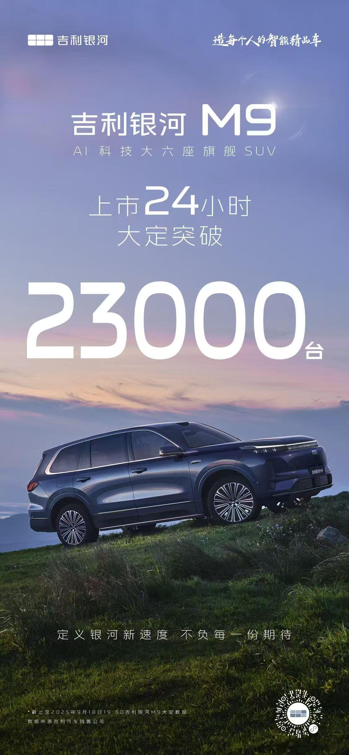 吉利银河M9官宣24小时大定破2.3万​​​