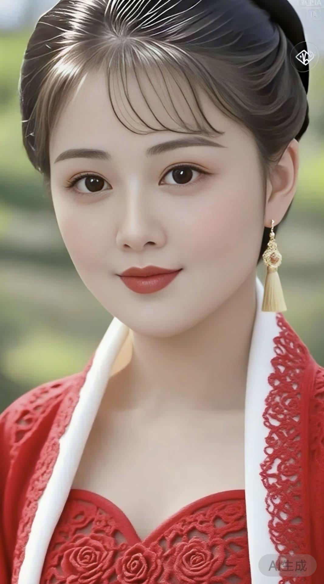 温柔古典，红衣美人，宛如画中仙子。