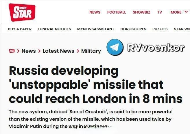 据英国《每日星报》报道，俄罗斯正研发一种威力惊人的导弹系统——“榛树之子”导弹系