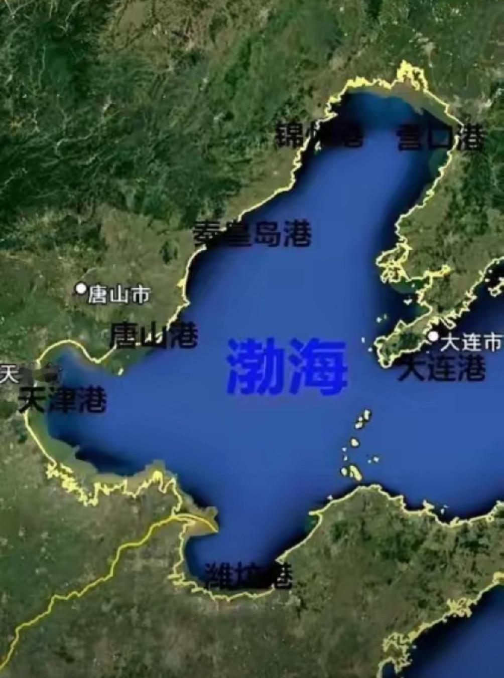 毛主席真是高明，不服不行！原来今天的渤海能完全属于中国，没有一艘外船胆敢驶入，完