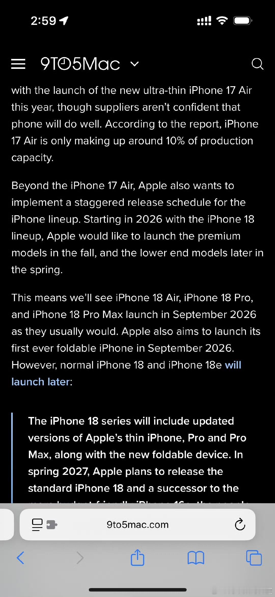 苹果计划调整iPhone发布策略，从iPhone18系列开始，iPho