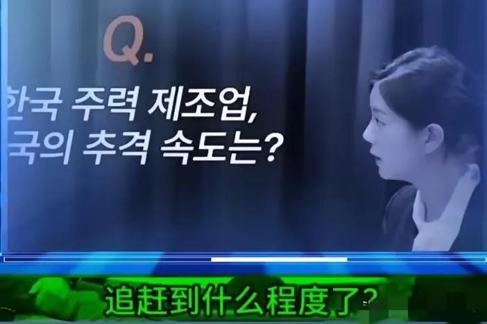 韩国媒体记者采访韩国专家时提出了这样一个问题：中国追赶韩国的脚步已经追到什么样的