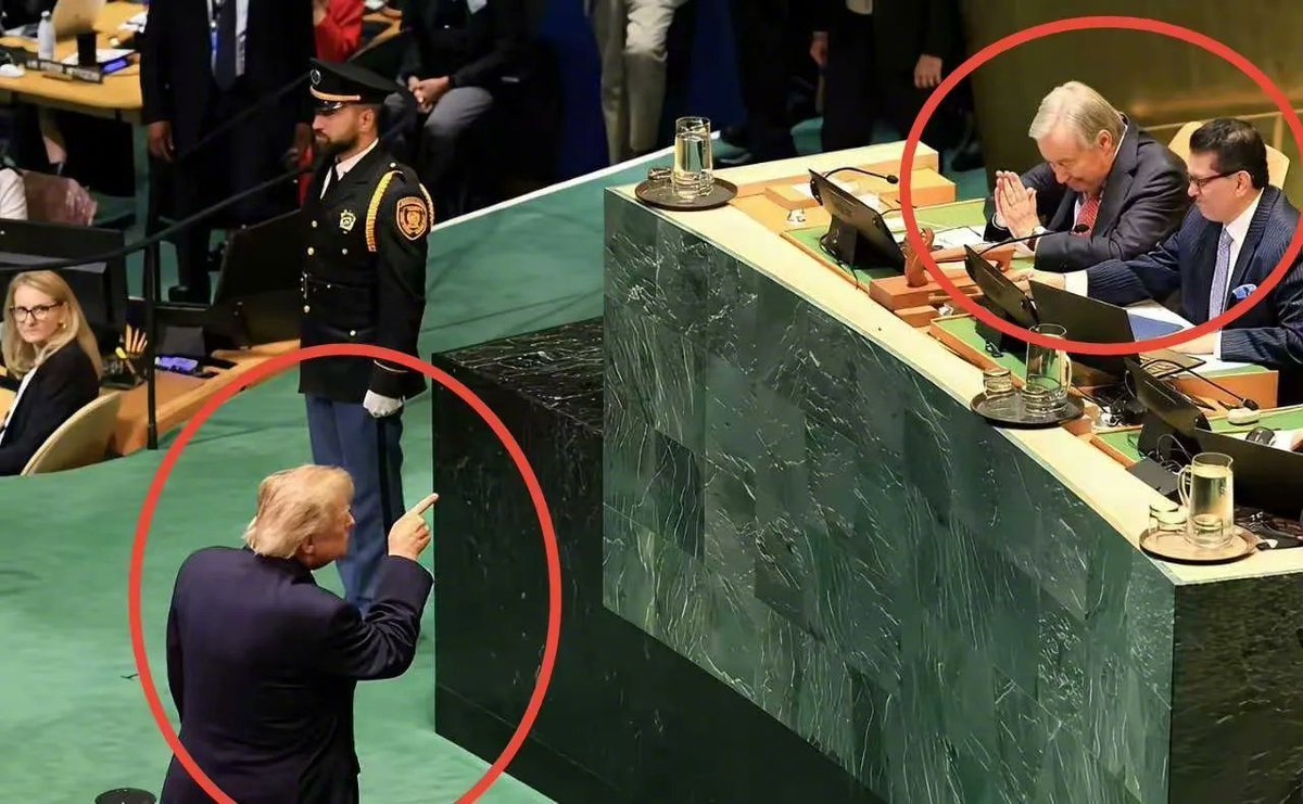 特朗普在联合国一般性辩论会上，在发言时突然转身指向主席台上的联合国秘书长古特雷斯，竟然怒斥联合国在解