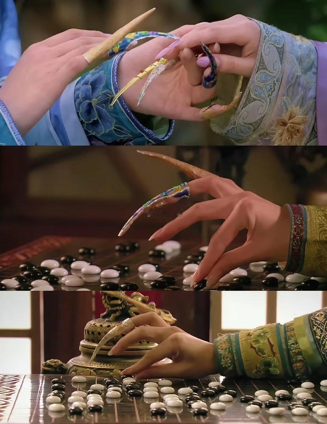 当时看甄嬛传没注意，原来这美丽的护甲不是发卡就是纸糊做的。​