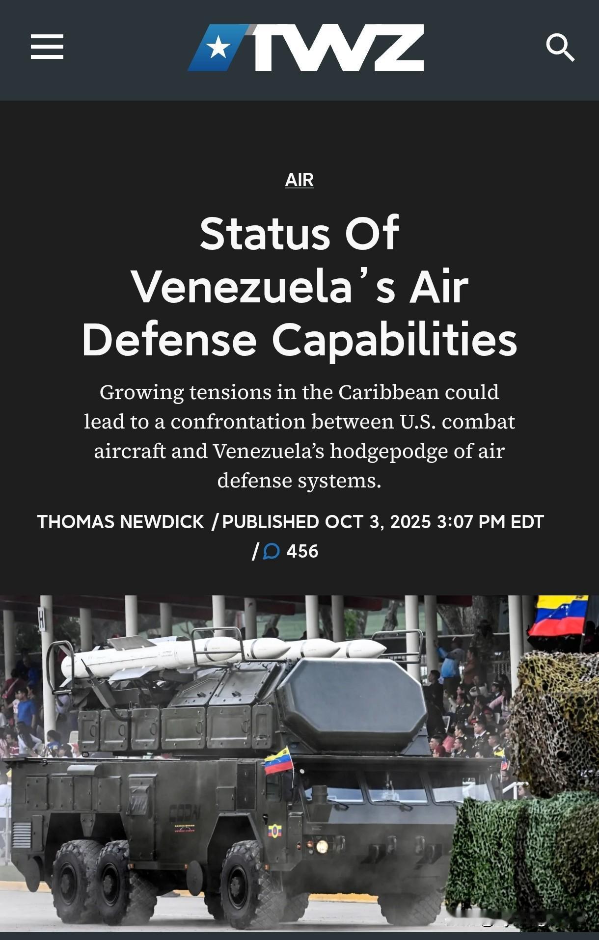 🇻🇪委内瑞拉的防空能力据美国《战区》网站报道，一篇关于委内瑞拉防空系统