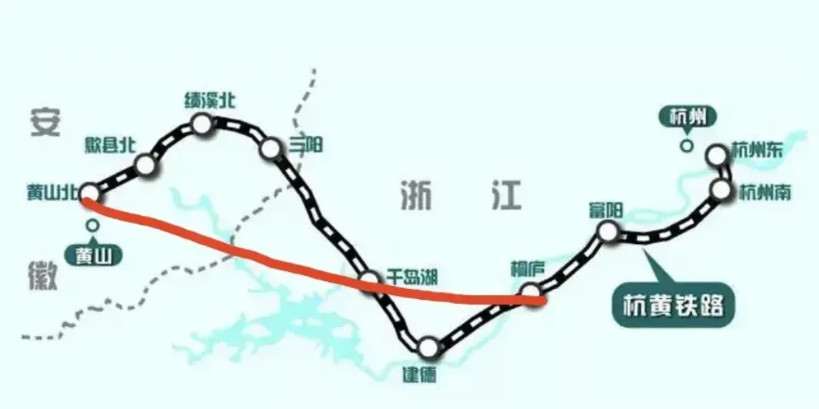 网上很多的安徽人抱怨杭黄高铁太绕了，在建德拐了个大弯。其实真正的大弯不在建德，