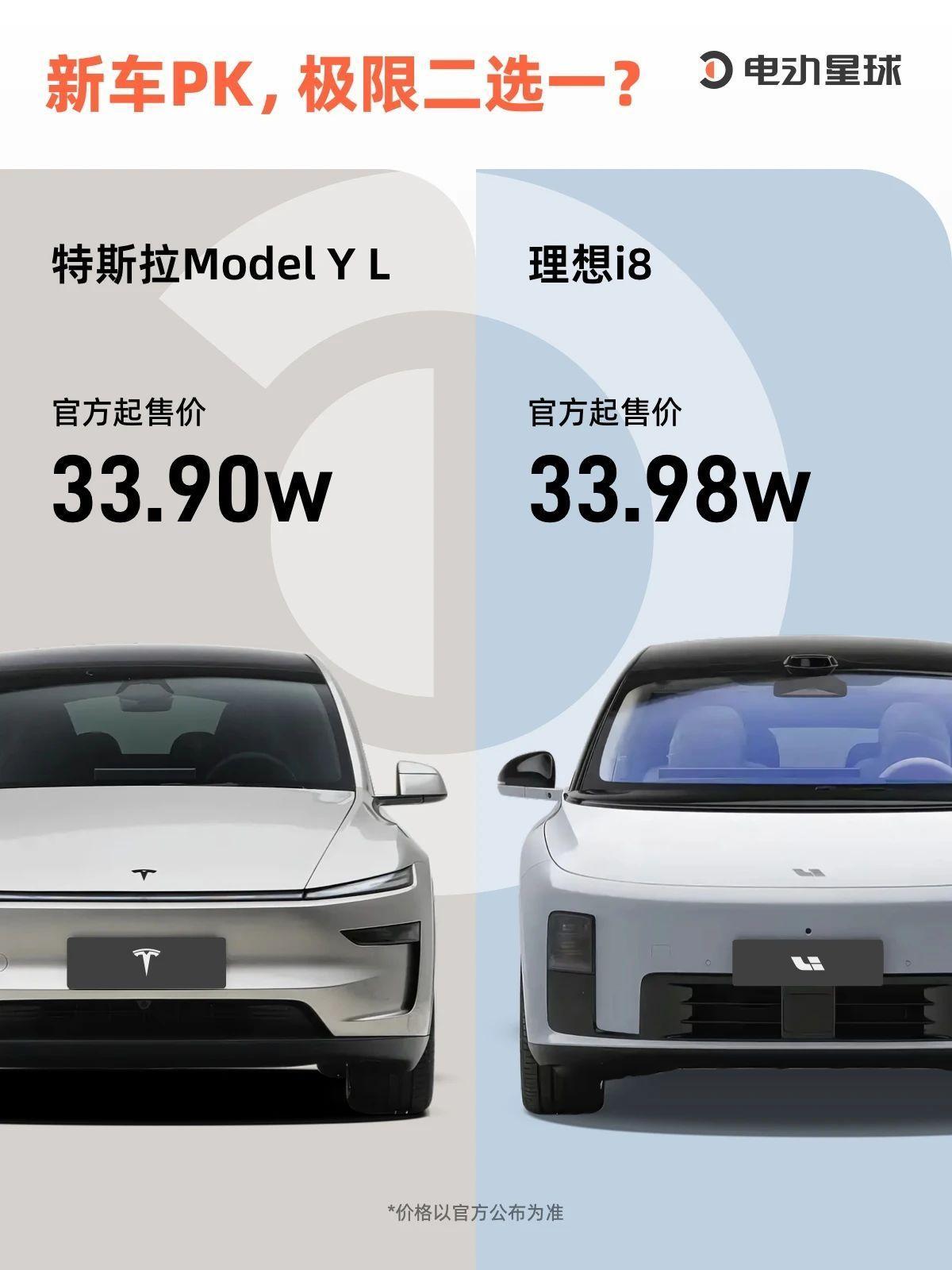 理想i8和特斯拉ModelYL如果正儿八经对标参数相比特斯拉理想是全面领先的