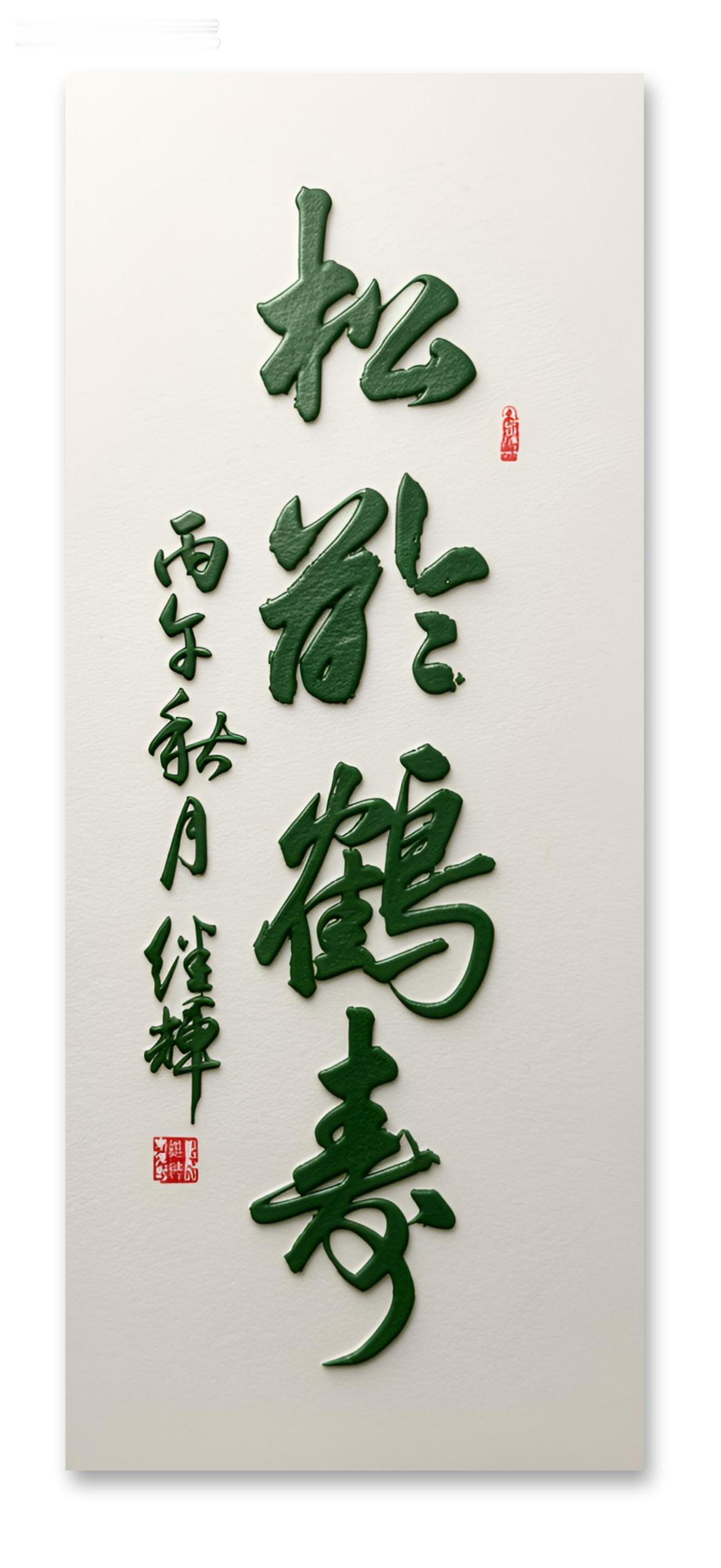 今天分享行书创作“松龄鹤寿”这四个字。松龄鹤寿”是传统的吉祥祝寿语，意思是像松树