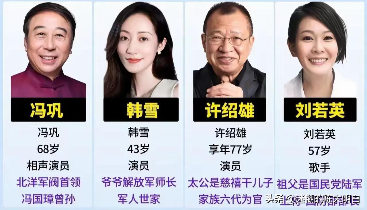 这几个明星的家世，太牛了。如果他们愿意，够吹一辈子的牛了！