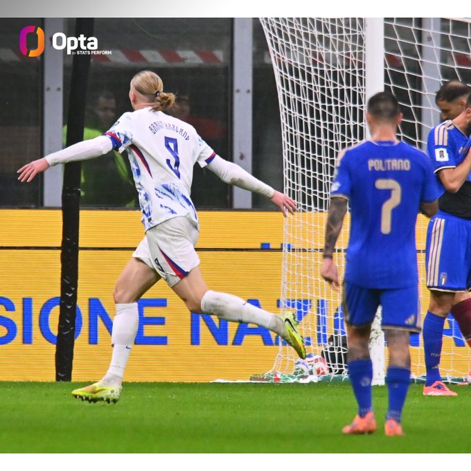 Opta: 惨败! 意大利主场1-4负于挪威创下多项耻辱记录