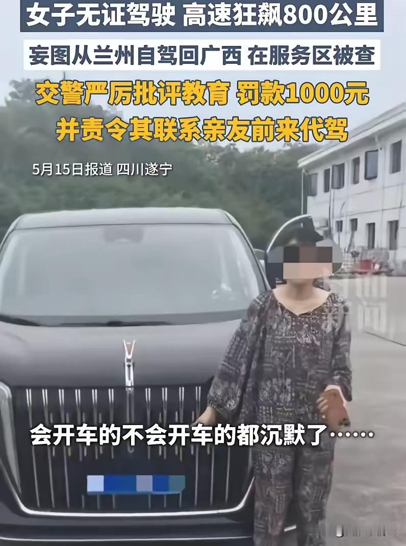 🌛会开车的和不会开车的都沉默了！800公里。高速。无证。一个女人。这不