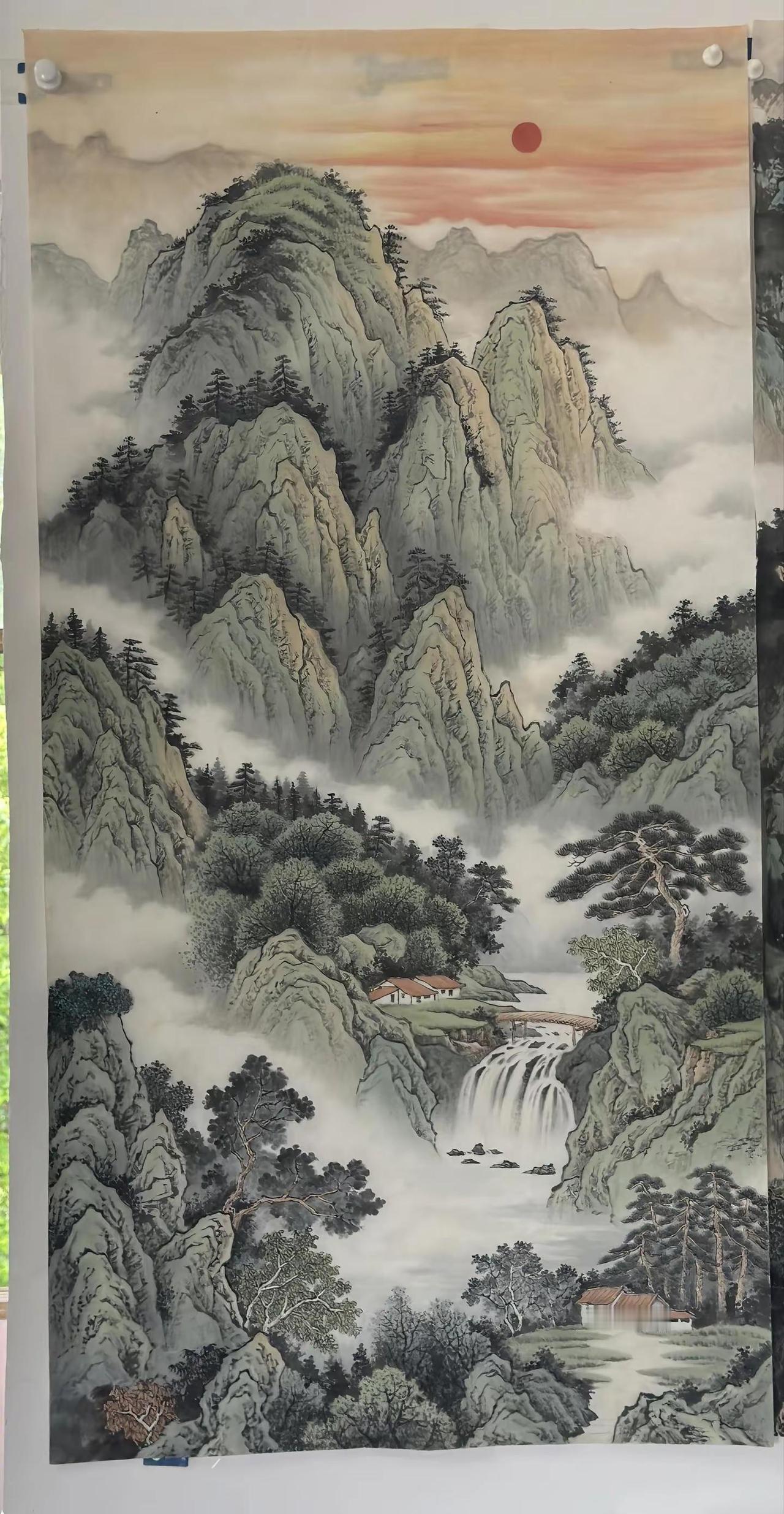 松泉迎晖。写意山水创作者中心创作灵感国画之美感受国画的意境之美