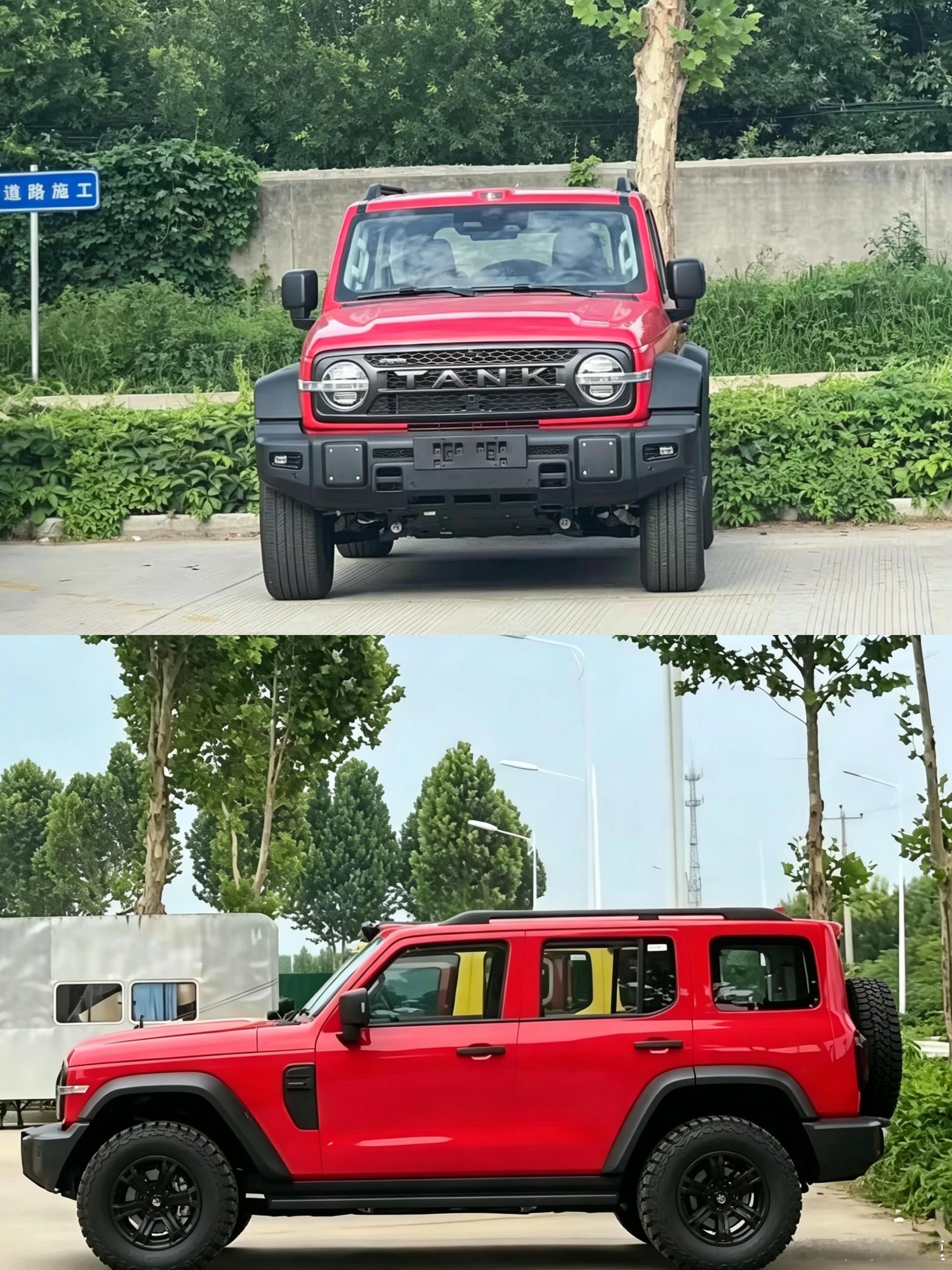 全新坦克300实车，预计7月份上市造型上换装了全新熏黑蜂窝前格栅+“TANK”字