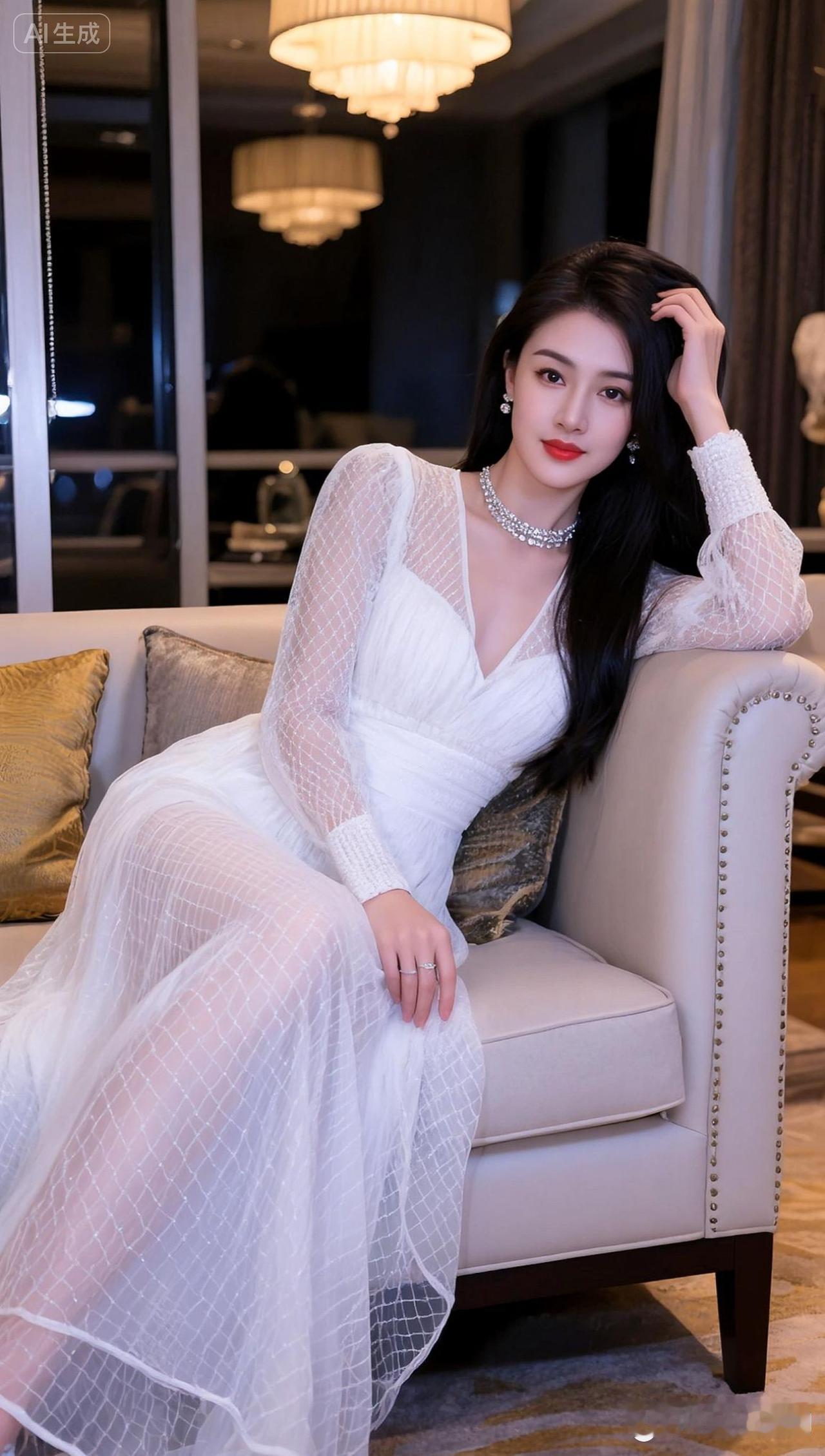 容易受伤的女人氛围感拍照颜值女神优雅气质白裙