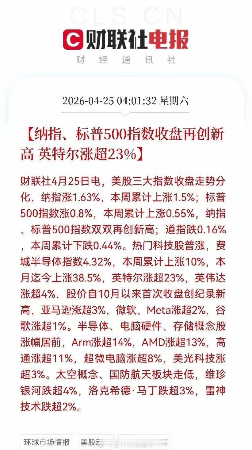 一觉醒来，大惊喜呀！满仓这个板块的又要兴奋了，下周一要吃肉了吧周六早晨又被美股的