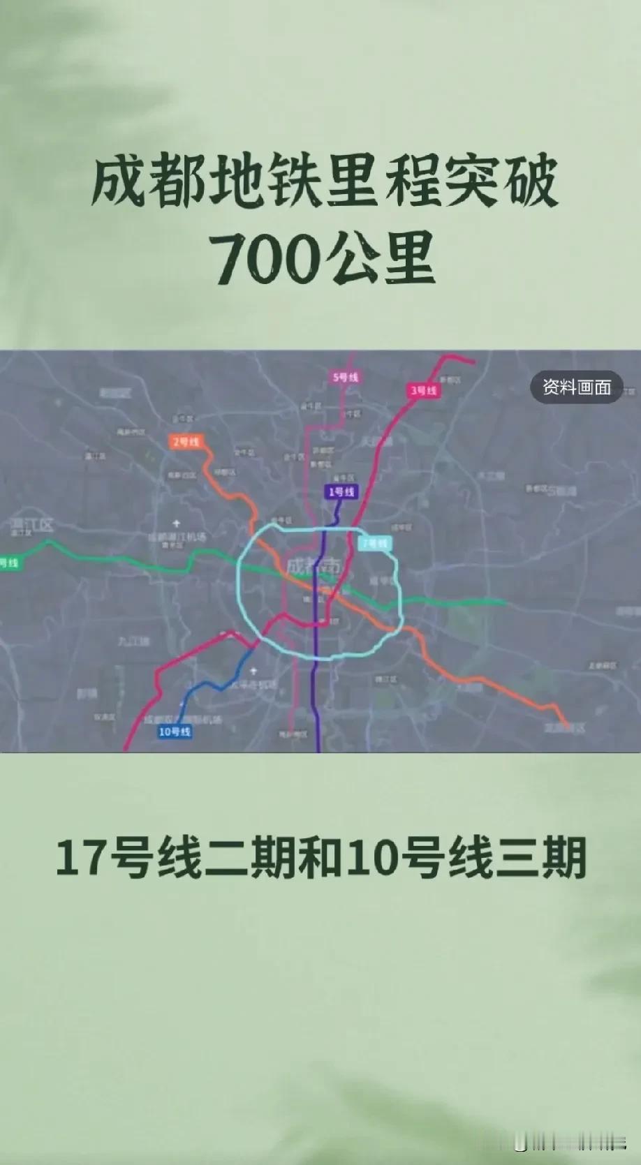 随着成都地铁17号线二期和10号线三期的开通运营，成都现在地铁总里程已经突破70