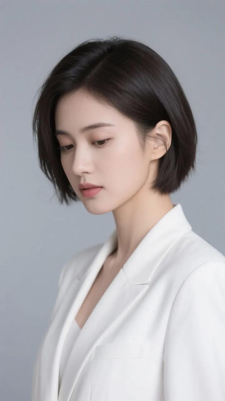 优雅短发，白色西装，自信满满，职场女性风范！