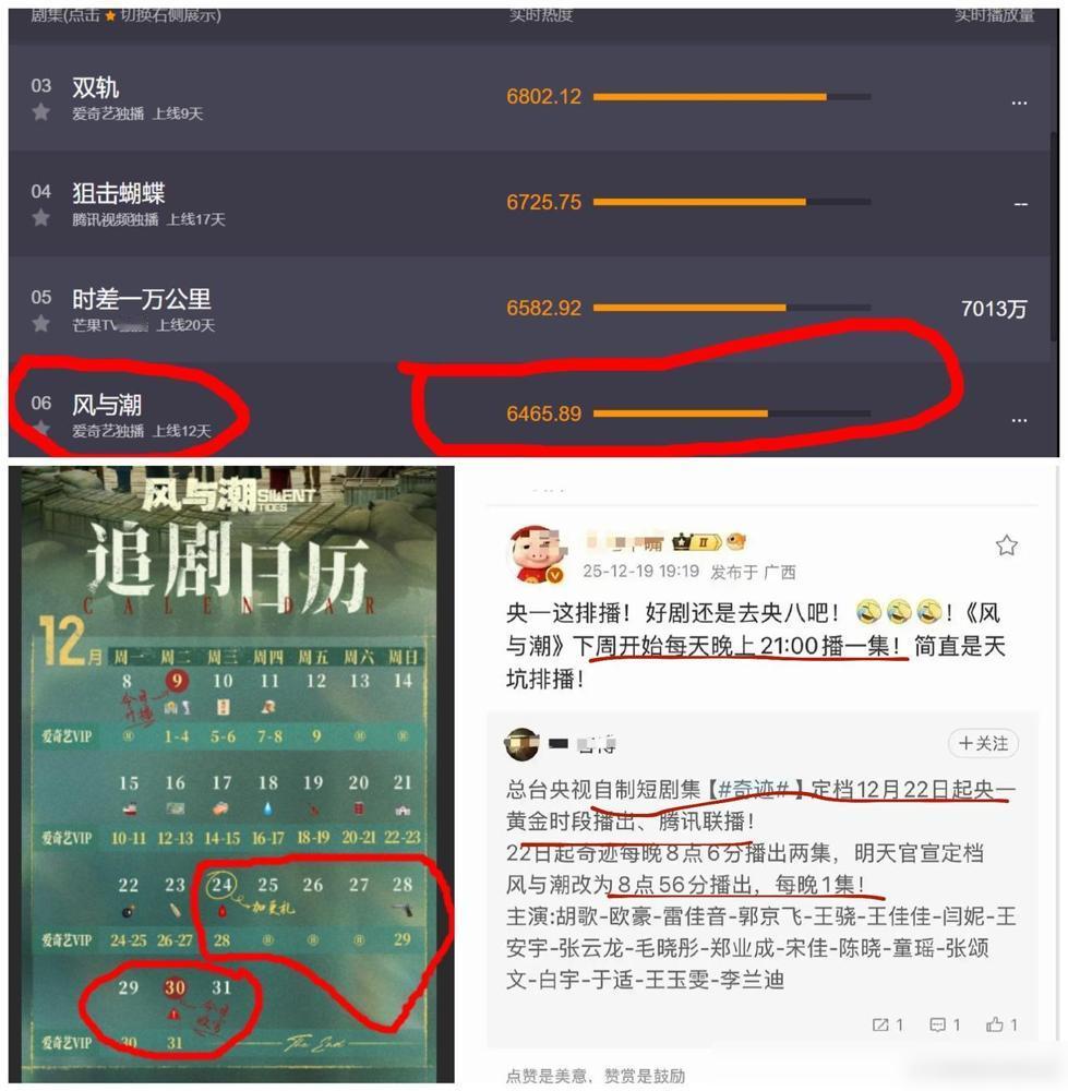 我就纳闷了，《风与潮》论演员、论剧情都不输，怎么热度就被晚上线的《老舅》和《双轨