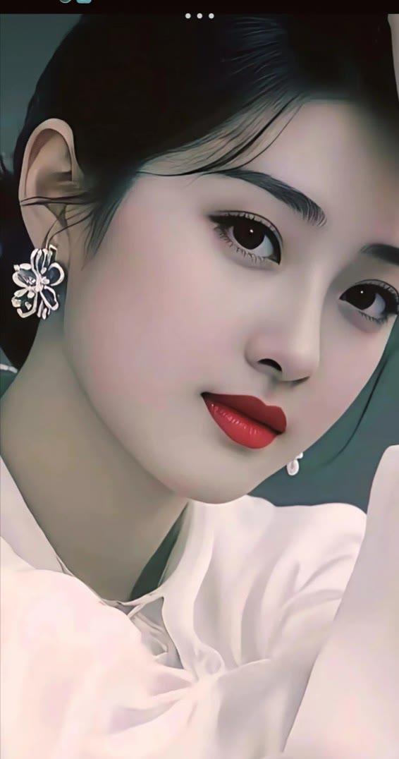 温柔优雅，红唇白衣，尽显东方古典美
