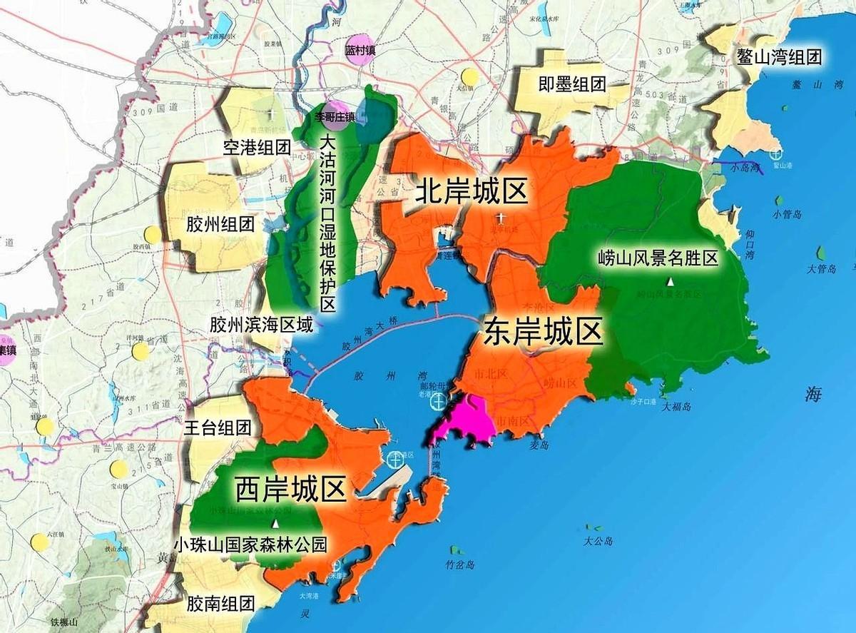 这就是未来青岛城市发展的格局了！一万多平方公里的广域城市，总有市区、县城和村镇