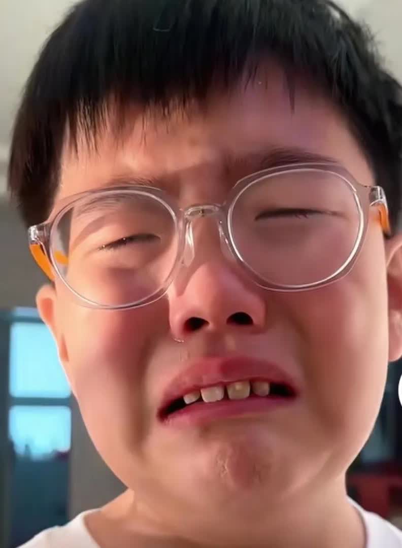 说明他太火了哭着的小朋友：我想去看樊振东。妈妈：你想去看樊振东，但妈
