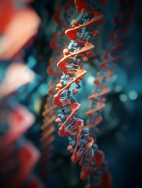 染色体和基因可不是一回事。染色体就像一个大书架，基因则是书架上的书。人体细胞里