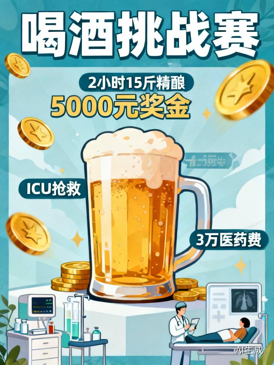 真的看傻了，为了5000块奖金把自己喝进ICU，这账怎么算都亏到姥姥家。河南平