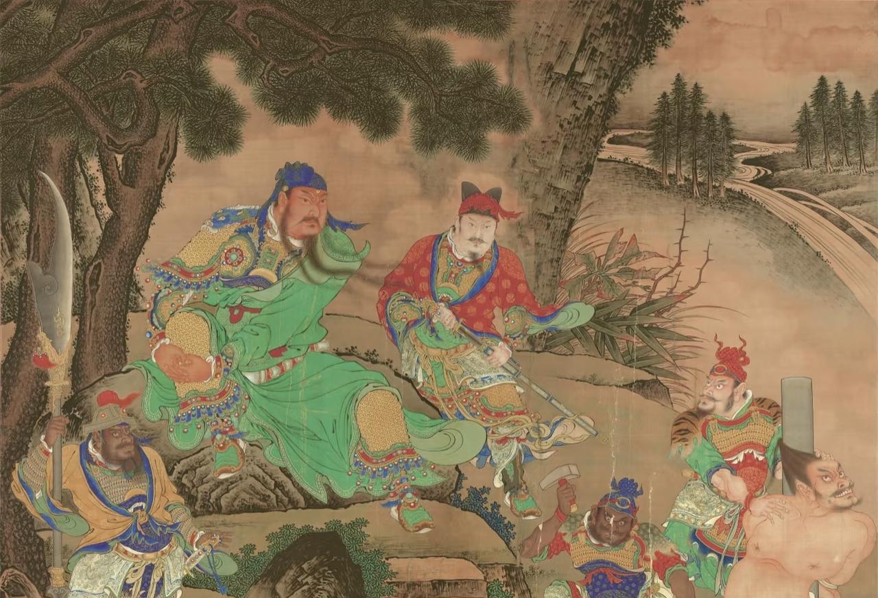 明商喜关羽擒将图