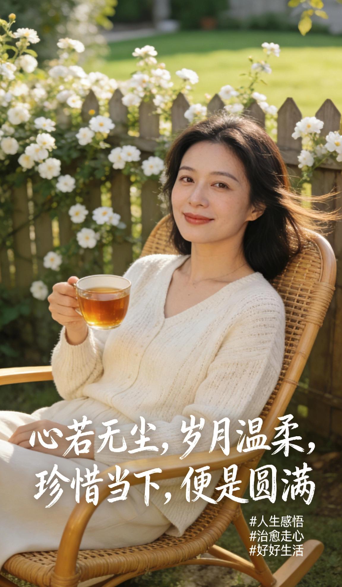 心若无尘，岁月温柔，珍惜当下，便是圆满。这辈子，风光也好，平凡也罢，健康平