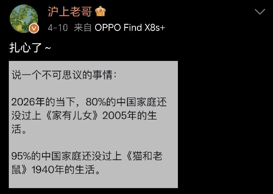 2026年，中国80%家庭没过上2005年的电视剧《家有儿女》中的生活？你拿电