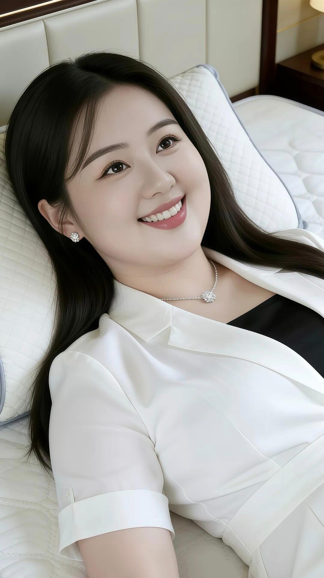 优雅微笑，白衬衫的清新魅力