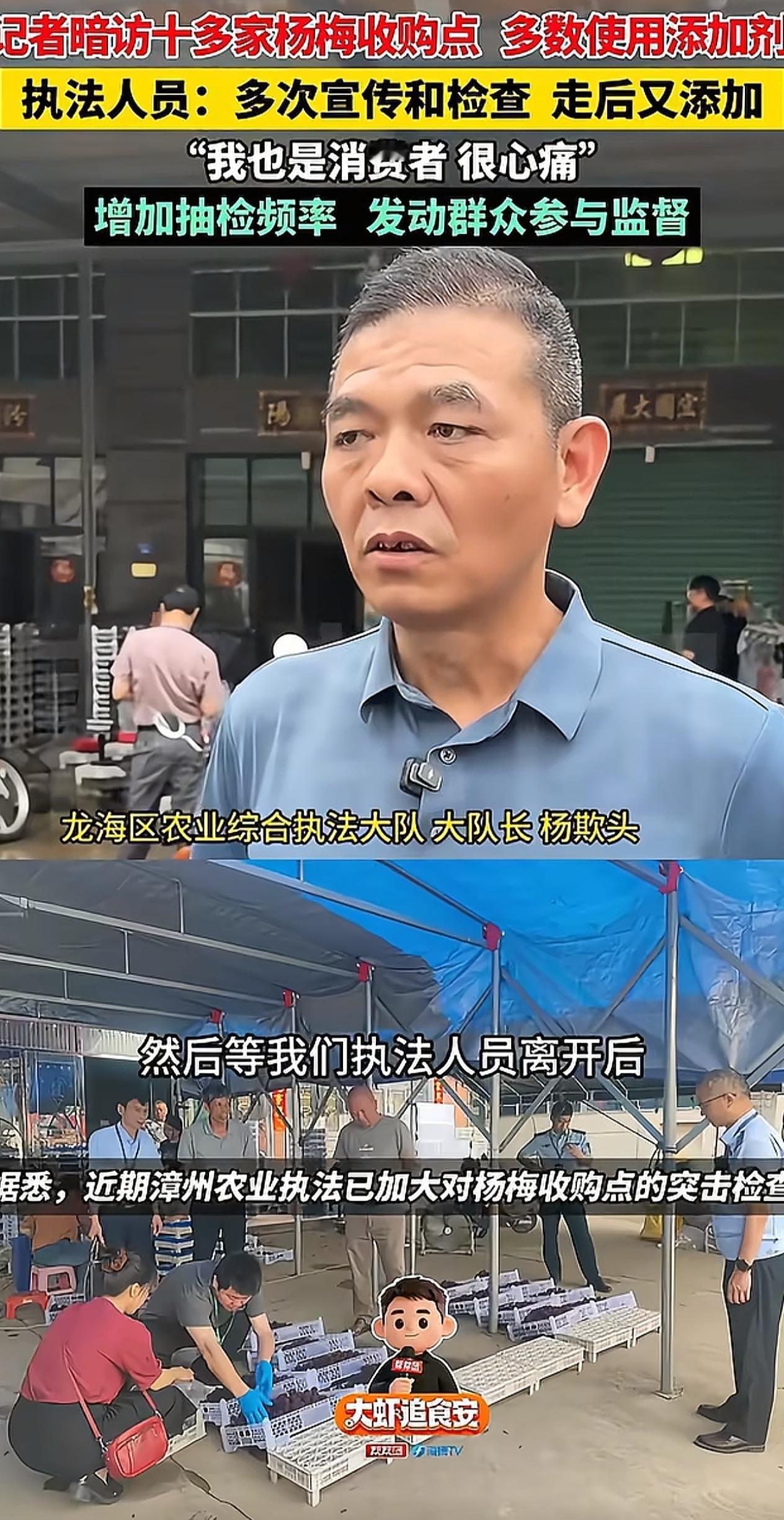 漳州杨梅违规泡药这件事，还是记者实地暗访调查时，当场被工作人员强行阻拦，这件事才