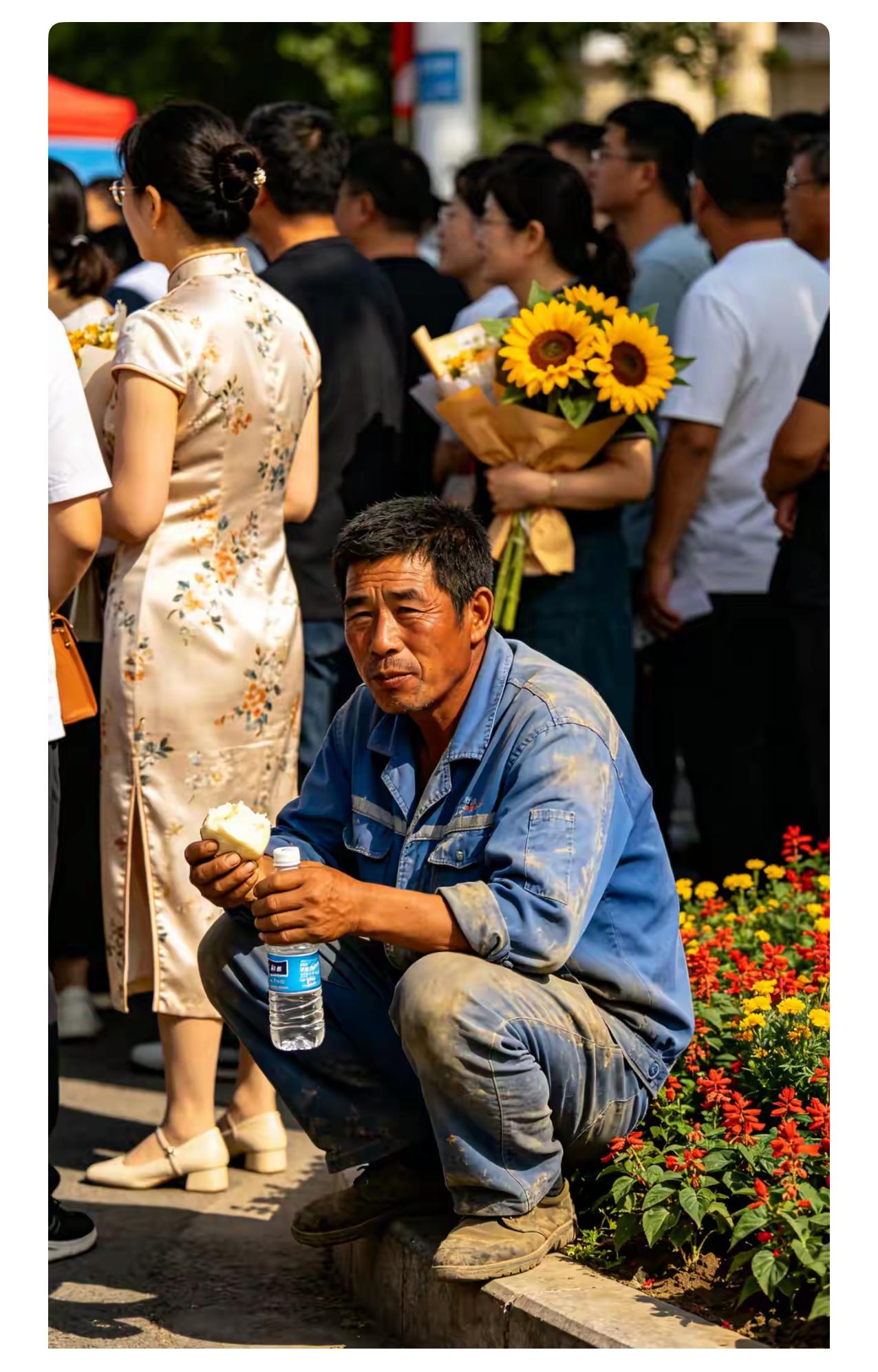 今天上午，我送我儿子去高考。到考场外的时候，车都没地方停了，家长们挤的满满当当的
