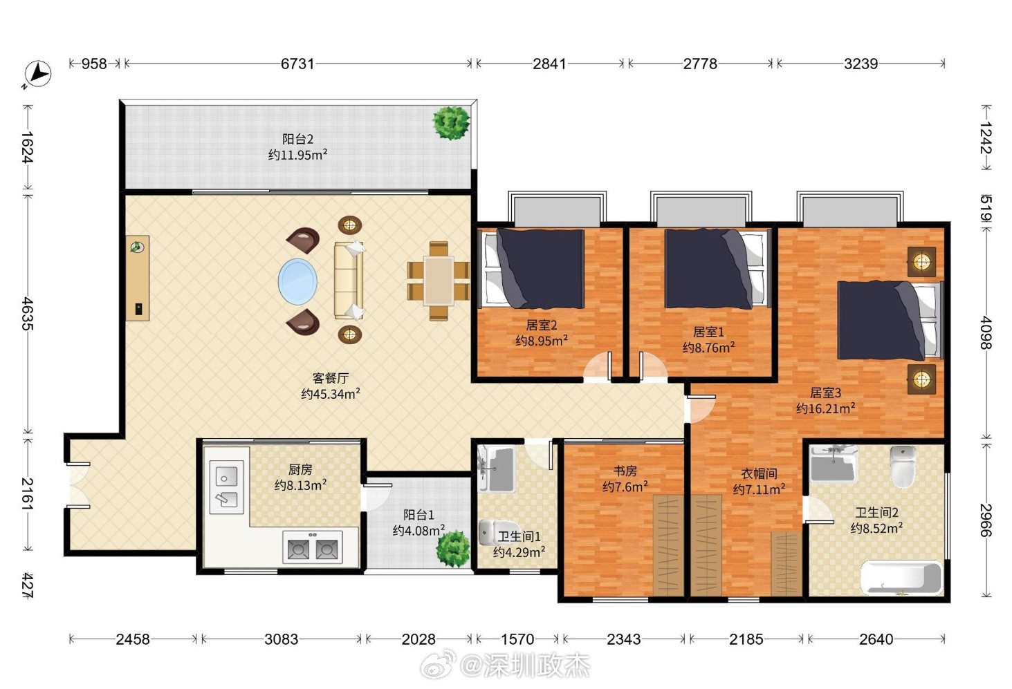 润玺二期185平4房2900万成交，单价15.6万，20多楼，业主原购价2423