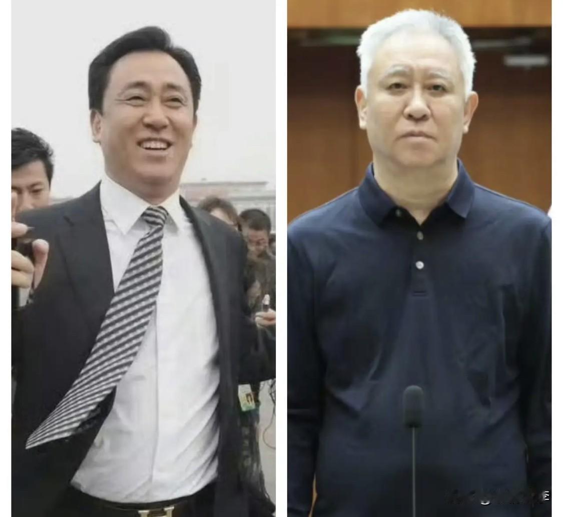 许家印这两张照片，简直是天差地别呀。以前的他意气风发，西装革履穿名牌，现