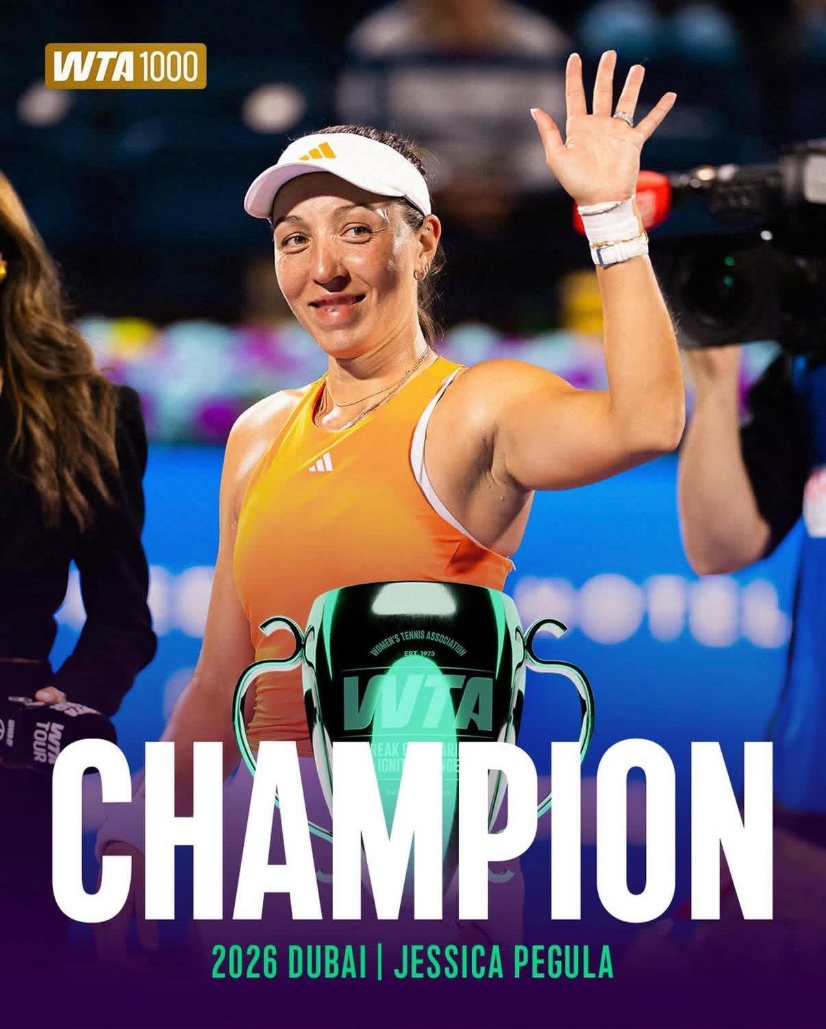 佩古拉斩获1000赛第4冠🏆WTA1000迪拜站单打决赛，4号种子佩古拉直落两