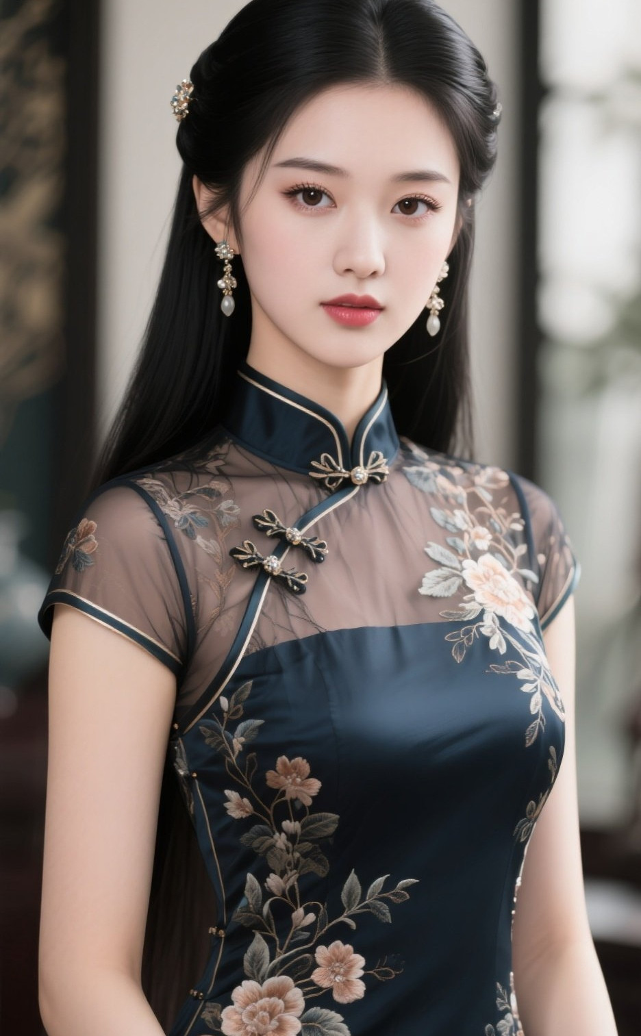 古典佳人旗袍加身，凹凸有致尽显优雅