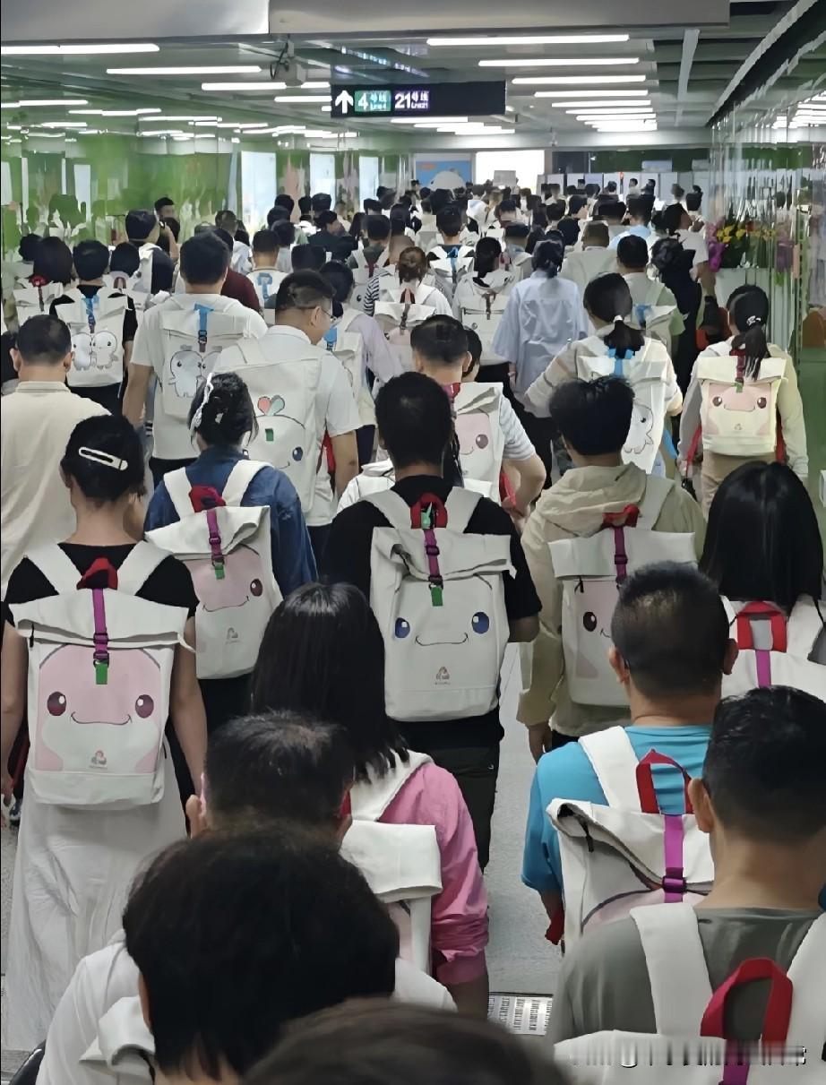 广州地铁被“大湾鸡”攻陷了！谁坐地铁见过这场面啊！一进通道直接被密密麻麻的