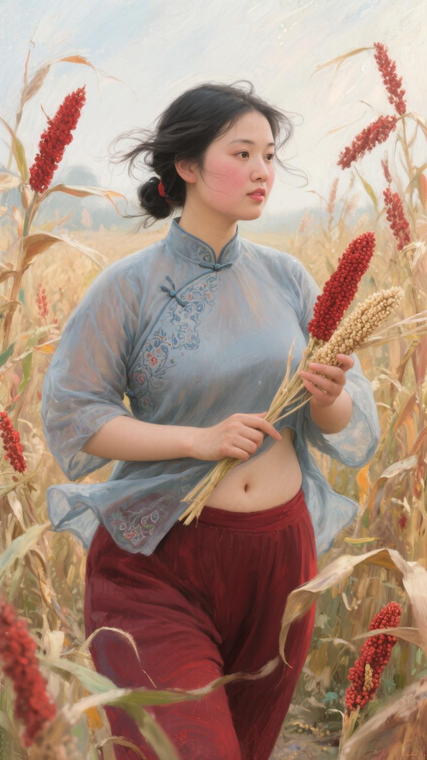 油画风 心存美好万事皆美 人与自然