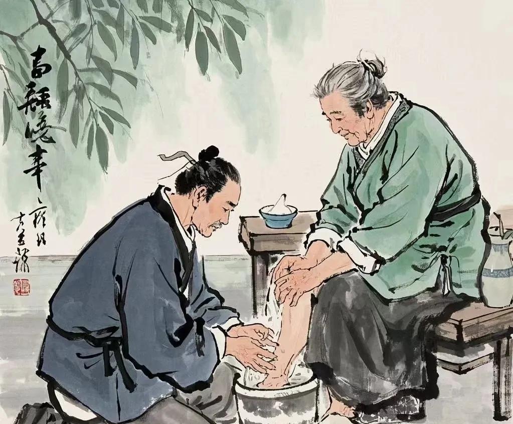 孝敬父母系列——“孝”字在甲骨文和金文里，都体现出一个孩子搀扶着一位老人走路的
