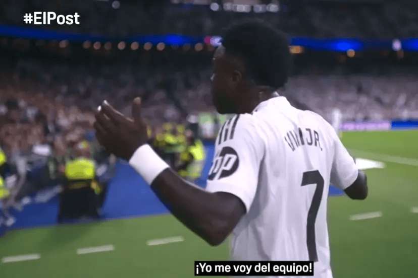 DAZN: 维尼修斯被换下后大骂阿隆索, 并表示自己要离开皇马