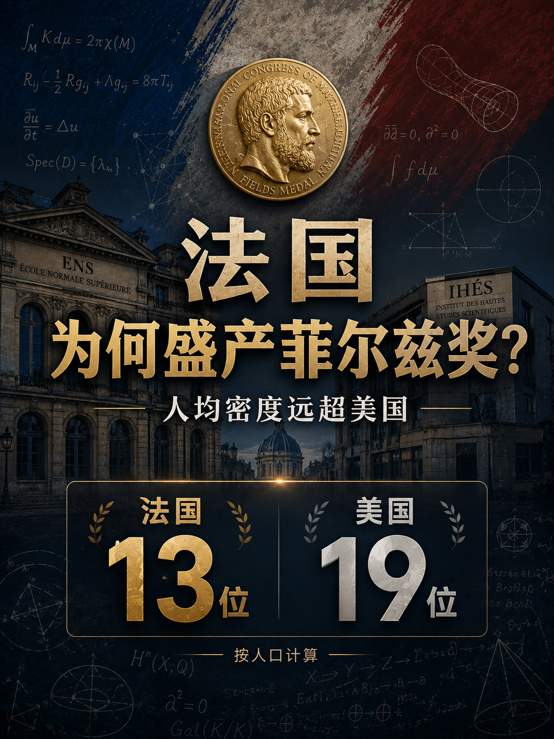 为什么法国在人均菲尔兹奖数量上远超美国？Claude对此解答：数据先摆清楚：菲尔