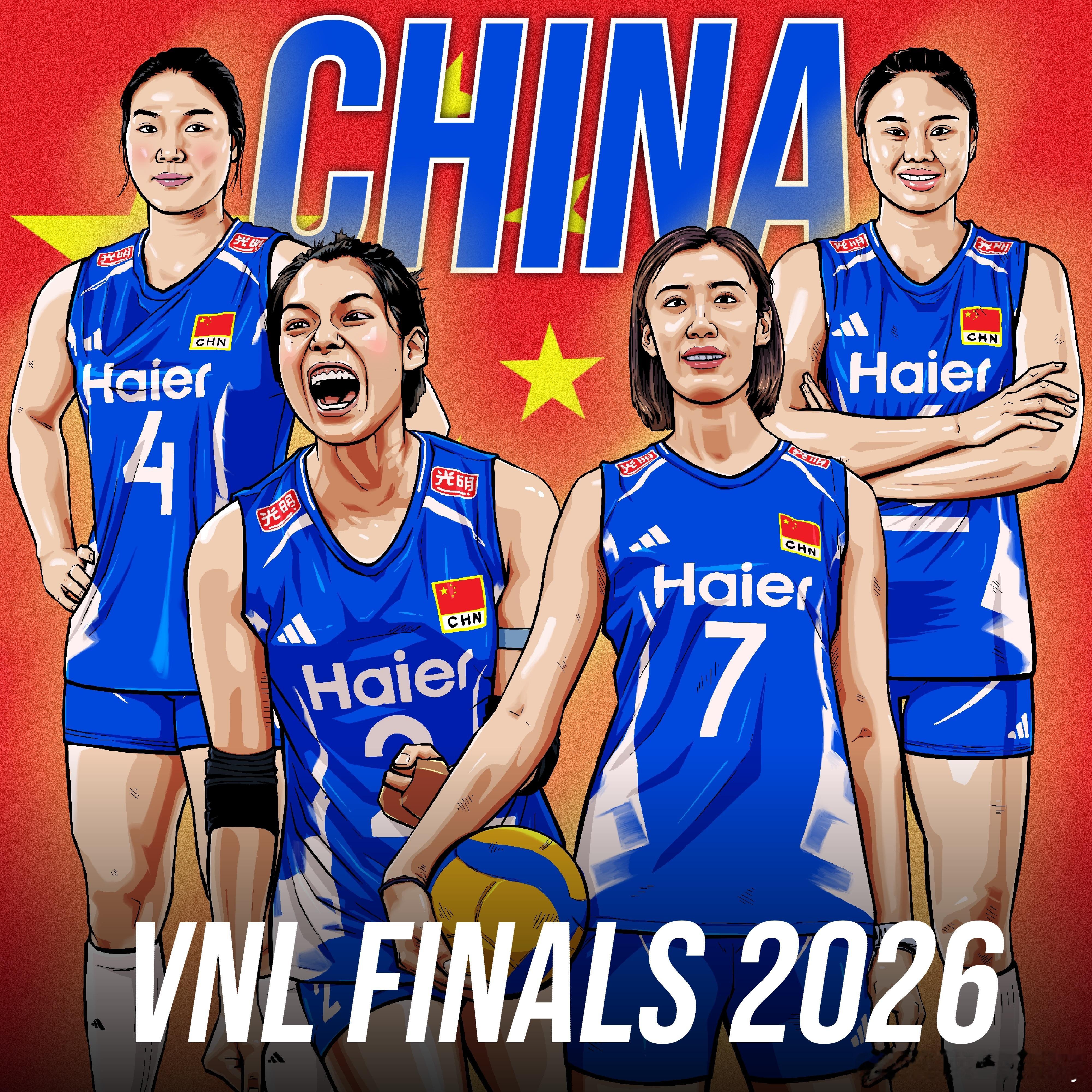 年轻无畏，🇨🇳整装待发。VNL官方:中国女排这支本届赛事平均年龄最小的队伍之