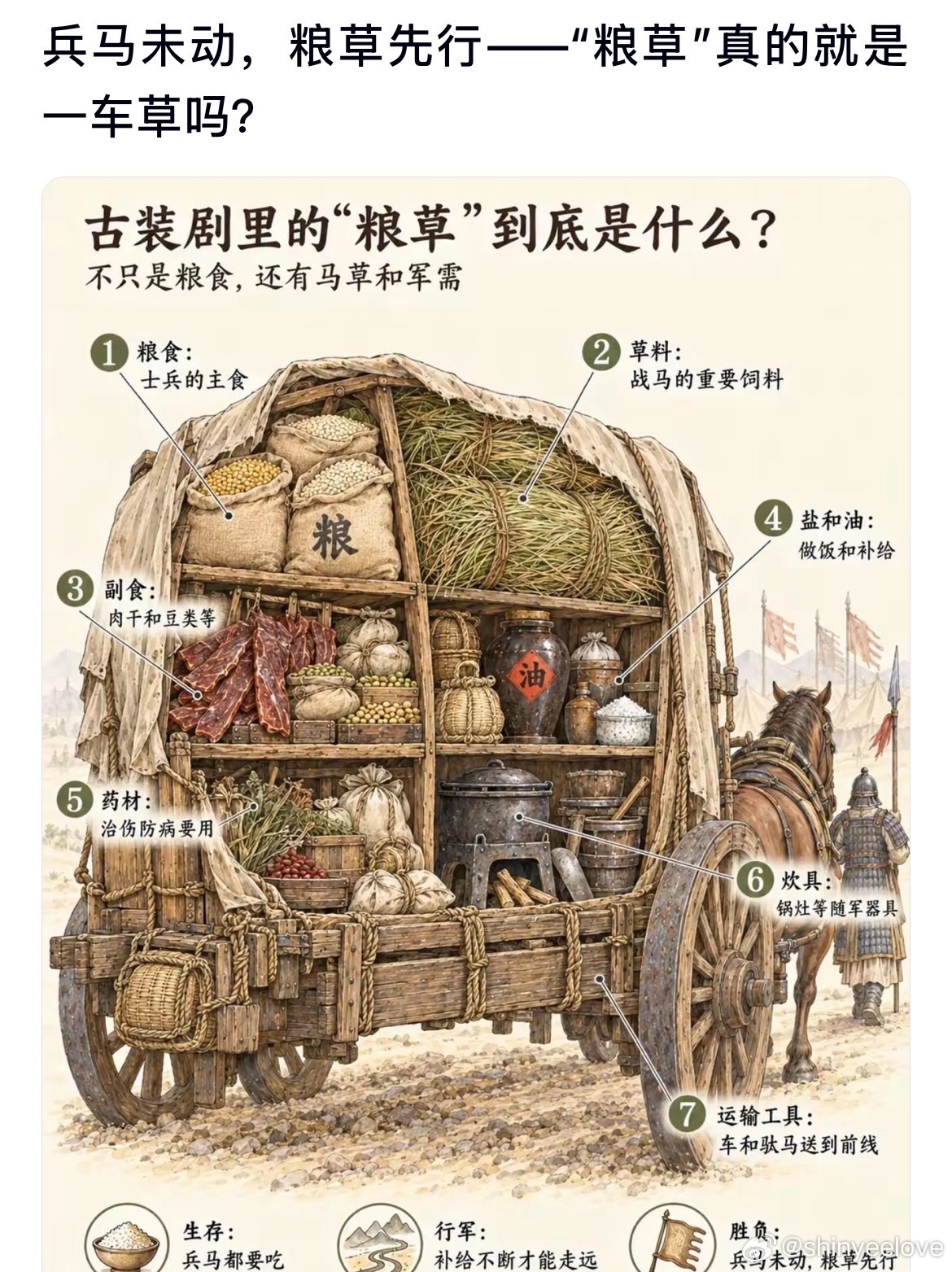 兵马未动，粮草先行的——“粮草”真的就是一车草吗​​​