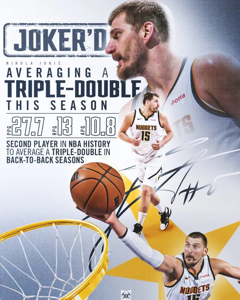 昨日NBA常规赛掘金以130-117战胜爵士本场比赛，掘金球员尼古拉-约基奇